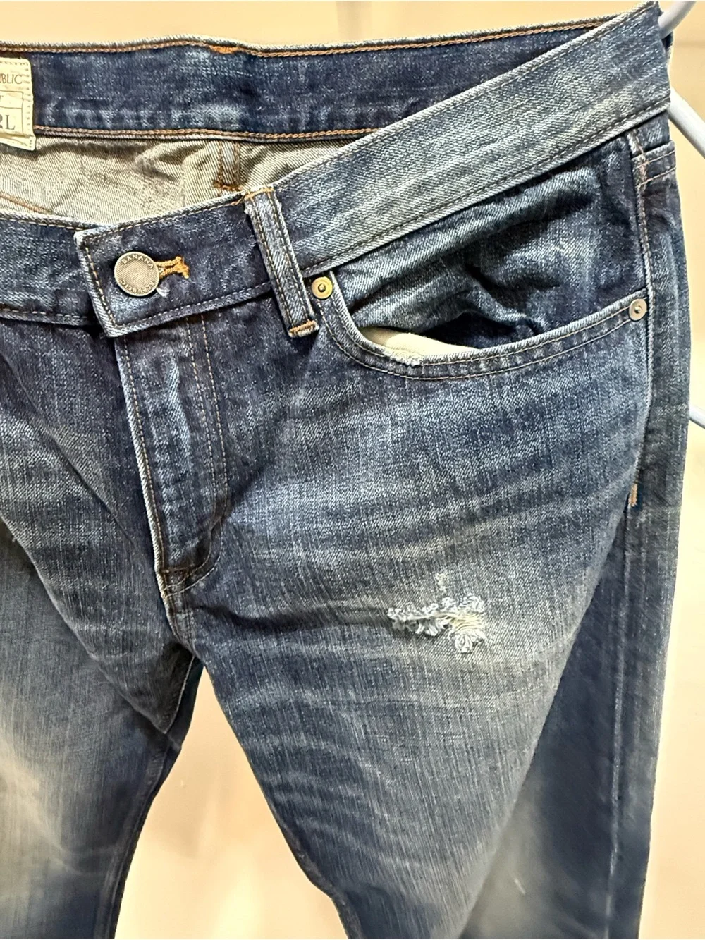 Banana Republic Slim Jeans in Dark Blue with Fading
